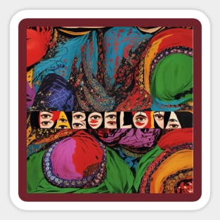 Barcelona Hidden in Abstract Art Tshirt Sticker